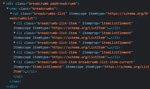 Breadcrumb Navigation im Quellcode